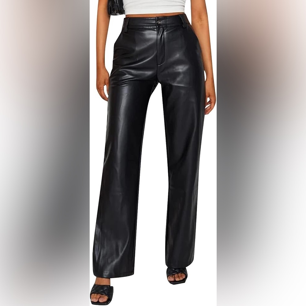 BLACK FAUX LEATHER PANTS
